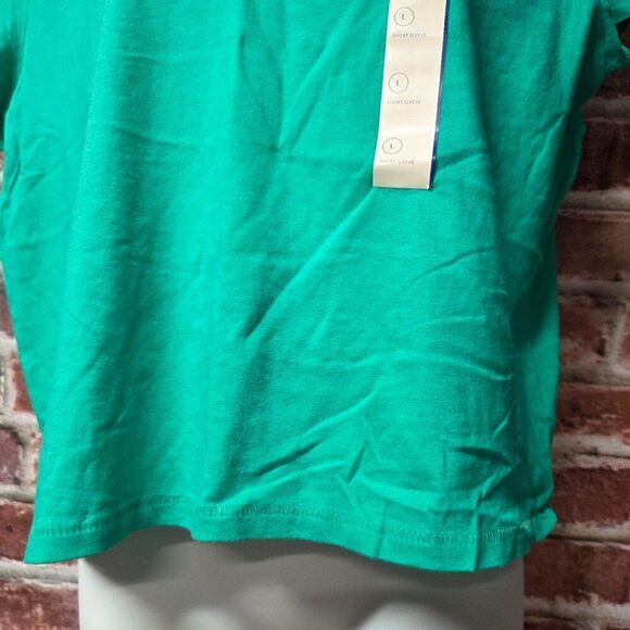 Universal Thread Cropped V-Neck Tee | Small | Emerald Green | 100% Cotton - Picture 2 of 5